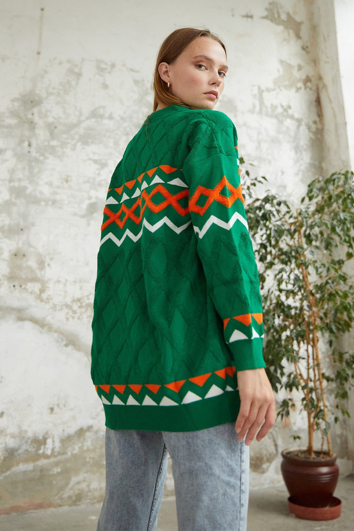 MDS Women Lady Knit Cardigan - Green - Panevėžys