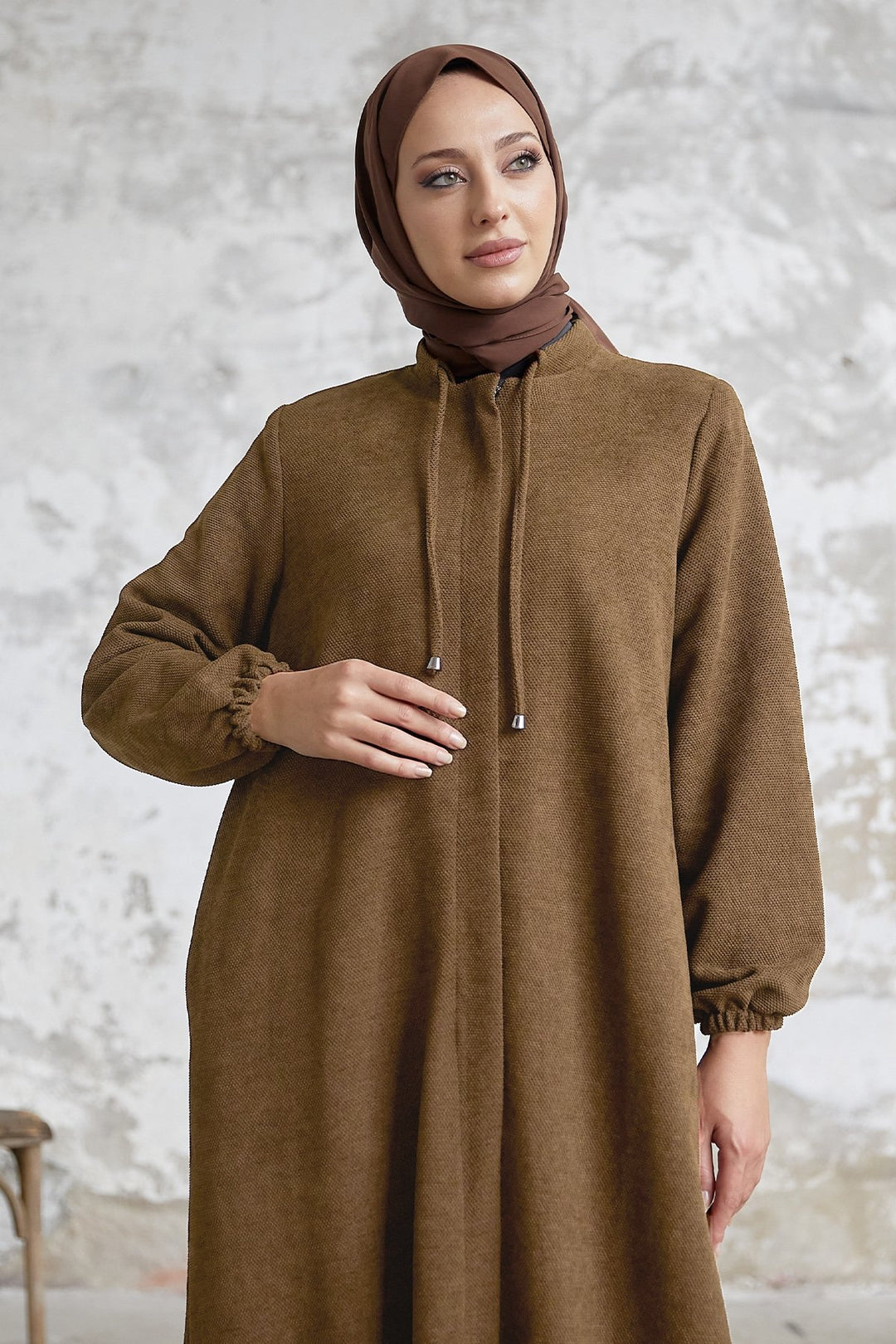 MDS Women Levina Secret Snap Abaya - Light Brown - Tempe