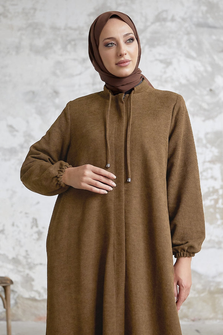 MDS Women Levina Secret Snap Abaya - Light Brown - Tempe