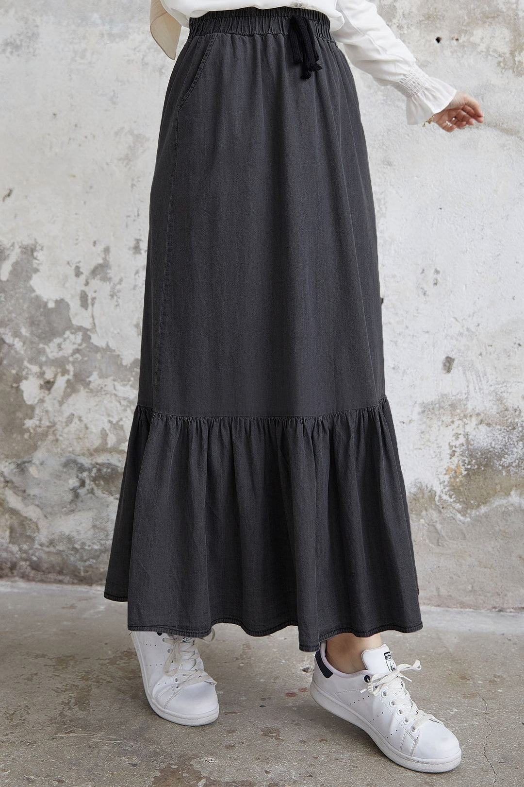 MDS Women Darlin Ruffle Denim Skirt - Gray - Martinez