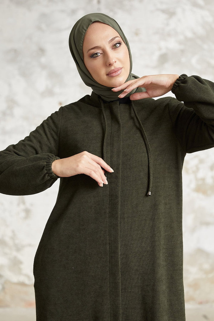 MDS Women Levina Secret Snap Abaya - Khaki - Coburg