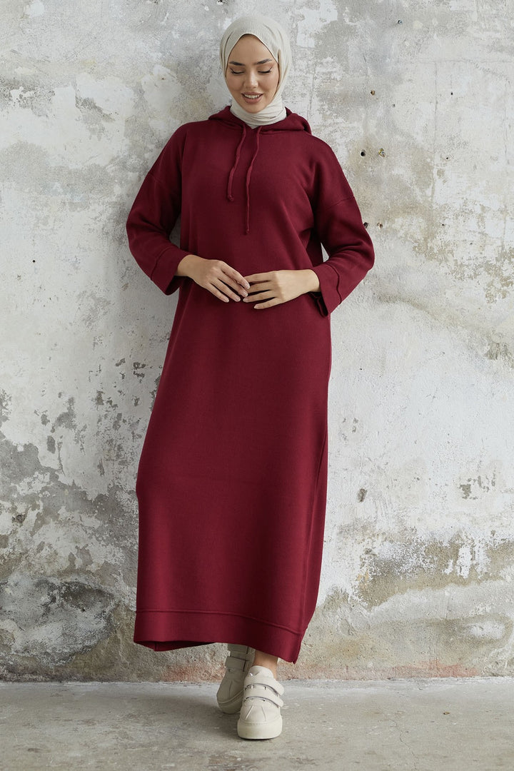 MDS Women Ivona Hooded Knit Dress - Burgundy - Coral Gables