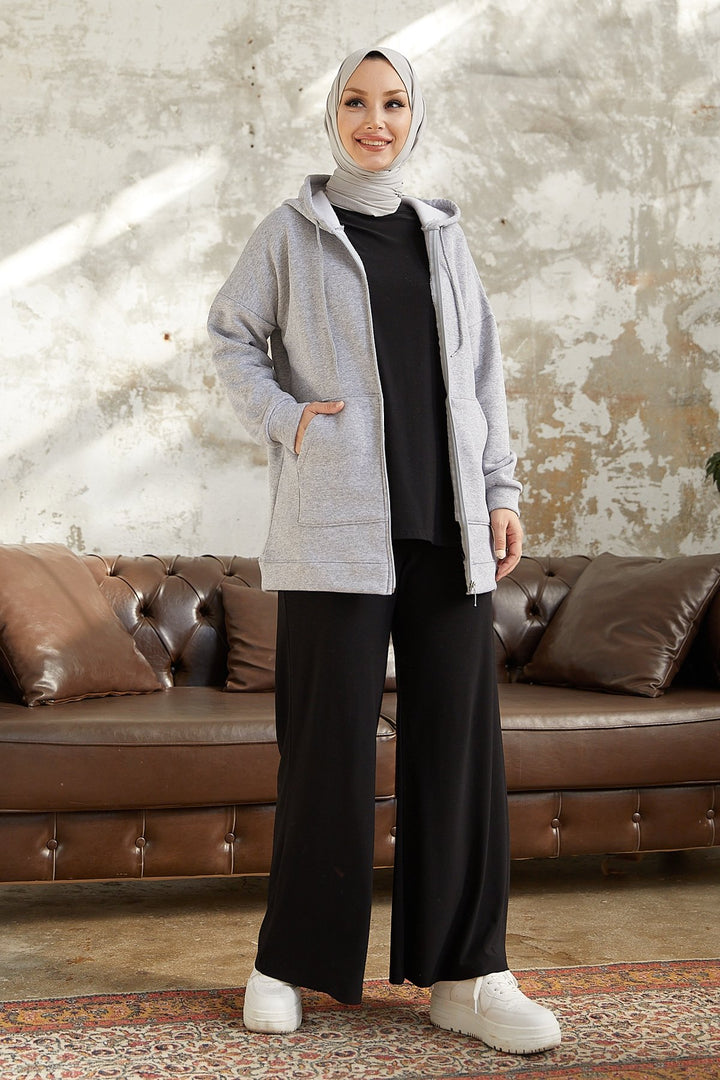 MDS Women Alena Pocket Zippered Polar Sweatshirt - Gray - Nuremberg