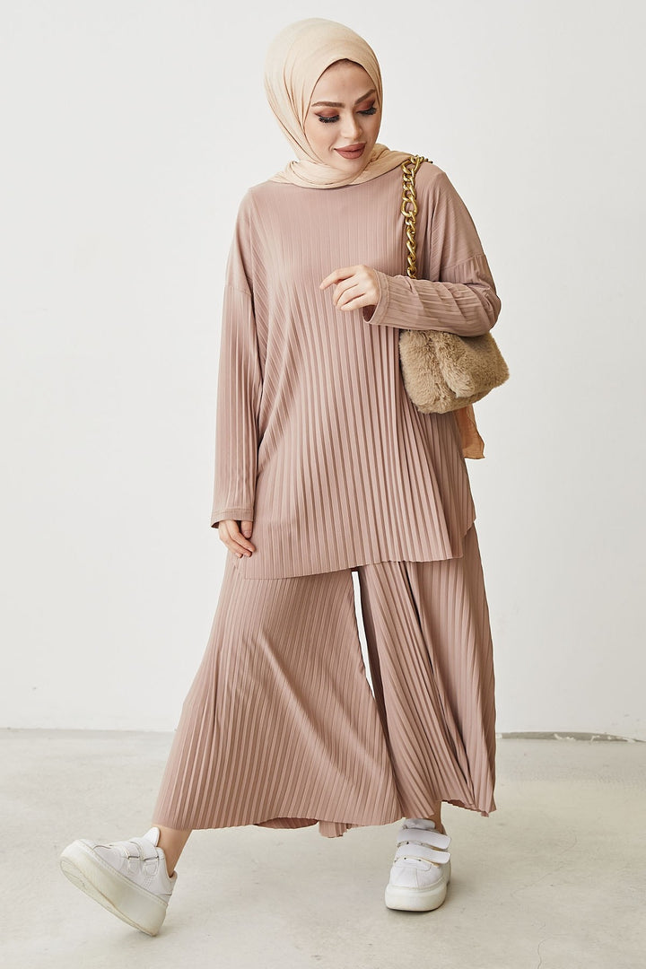 MDS Women Mila Embroidered Pants Tunic Set - Beige - Pearland