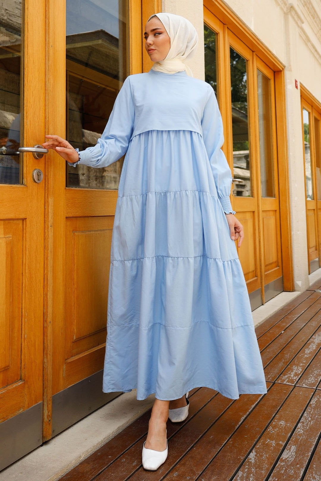 MDS Women Single Layer Detail Casual Dress - Baby Blue - Glendale