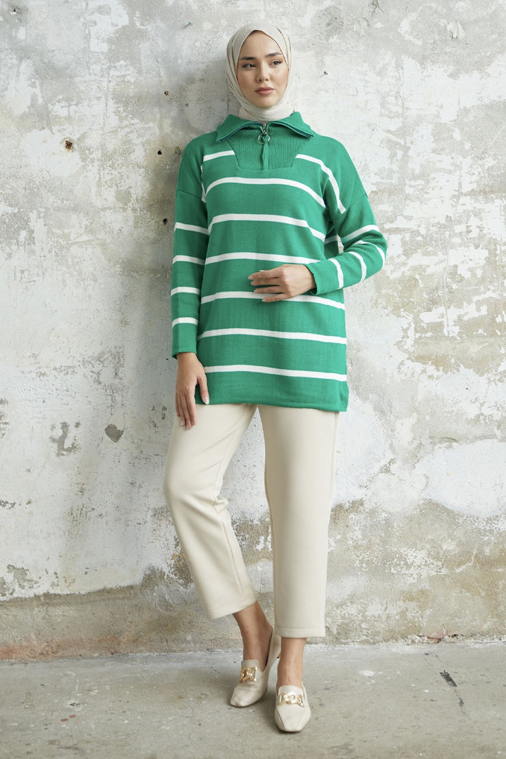 MDS Women Maroya Striped Knit Sweater - Green - Macerata
