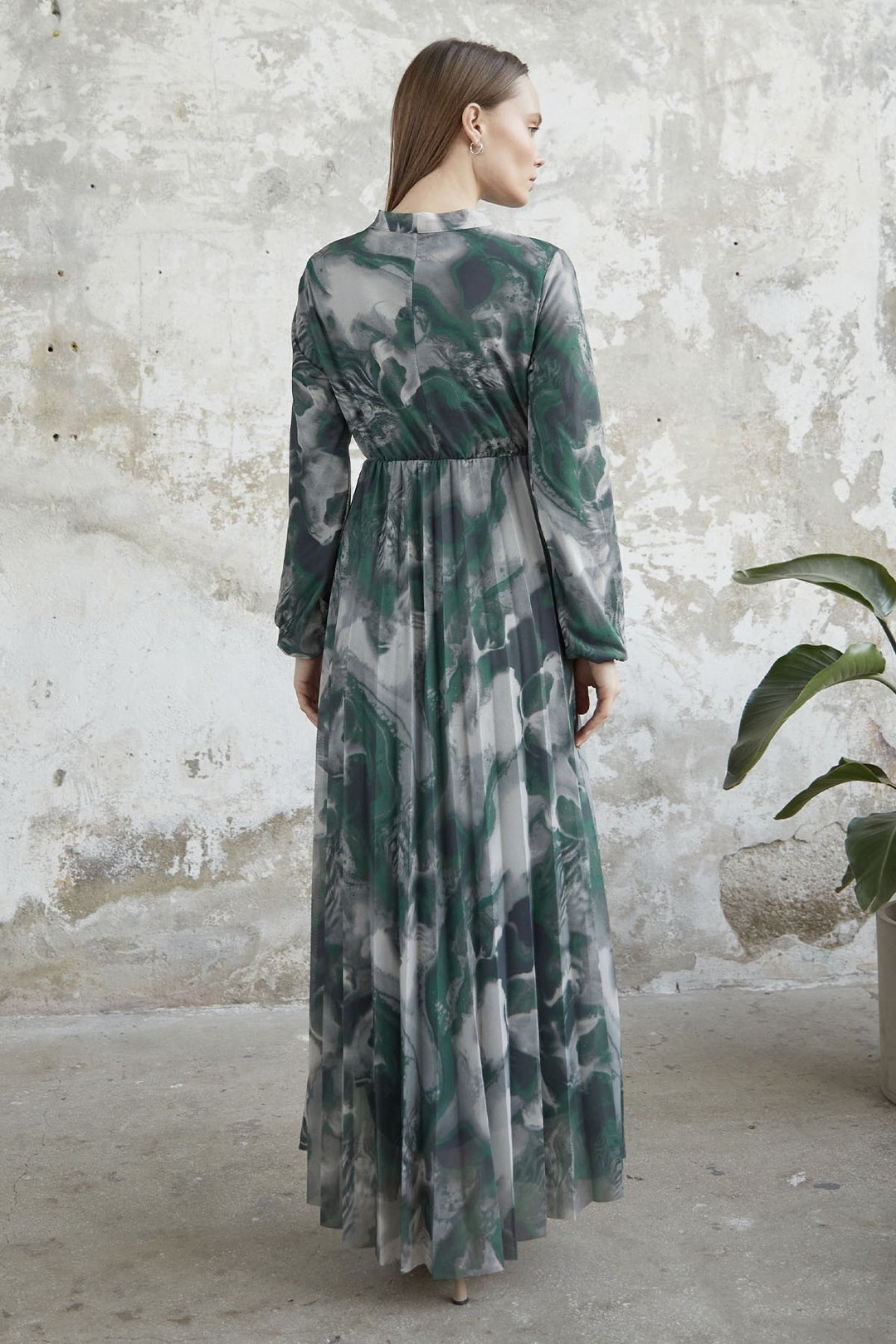MDS Women Collar Belted Tulle Dress - Green - Lutsk