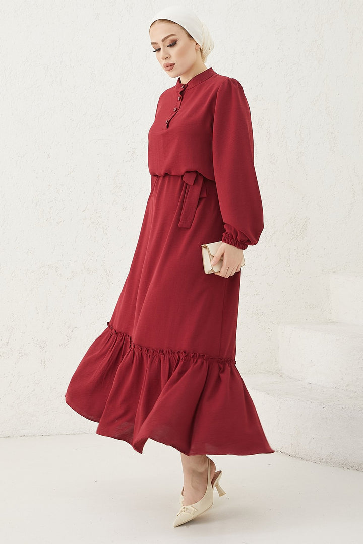 MDS Women Meyra Buttoned A-line Dress - Burgundy - Foothill Farms