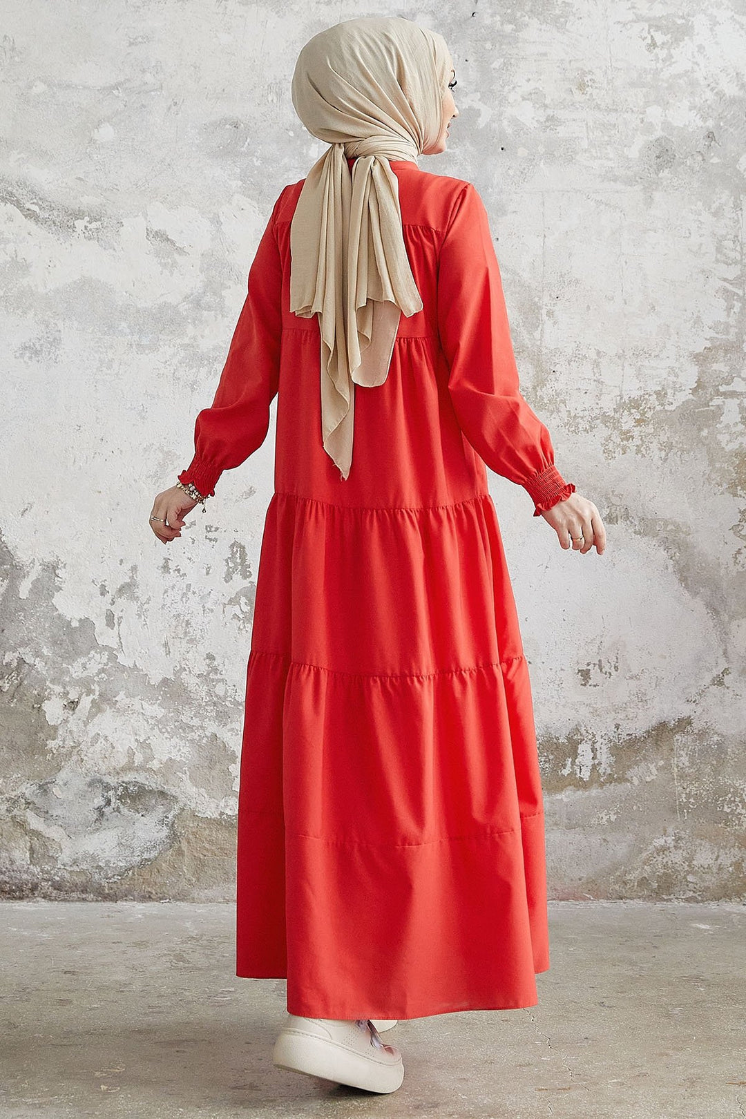 MDS Women Single Layer Detail Loose Dress - Red - St. Louis