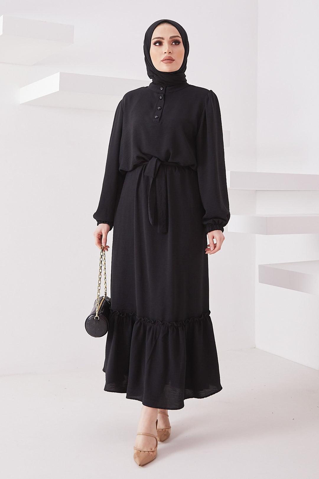 MDS Women Meyra Buttoned A-line Dress - Black - Gainesville