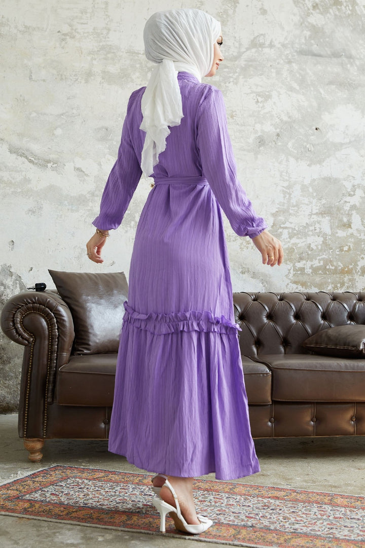 MDS Women Nesya Skirt Edge Frilly Waffle Dress - Lilac - Bend