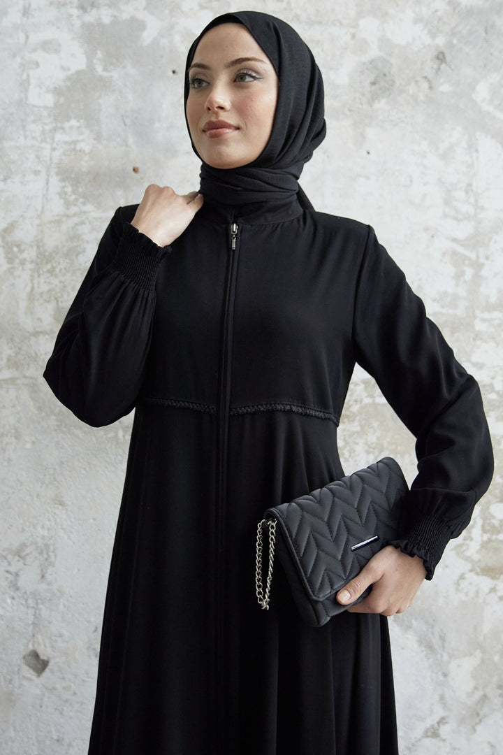 MDS Women Lace Crepe Mevlana Cloak - Black - Birkenhead