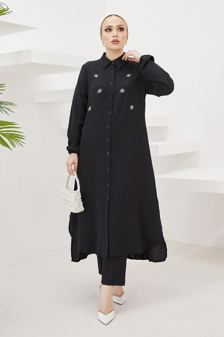 MDS Women Pearl-Embroidered Ayrobin Set - Black - Cottage Grove