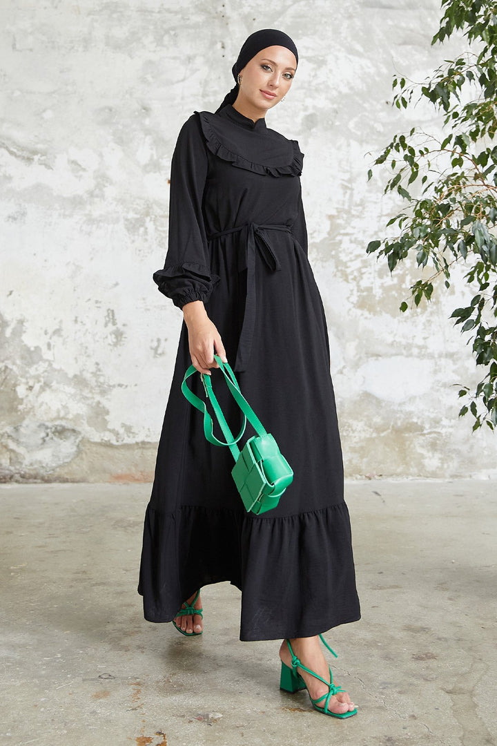 MDS Women Cindy Frill Trimmed Dress - Black - Perpignan