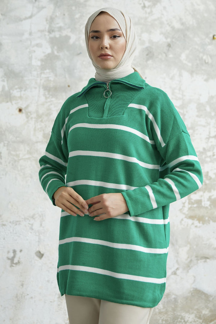 MDS Women Maroya Striped Knit Sweater - Green - Macerata