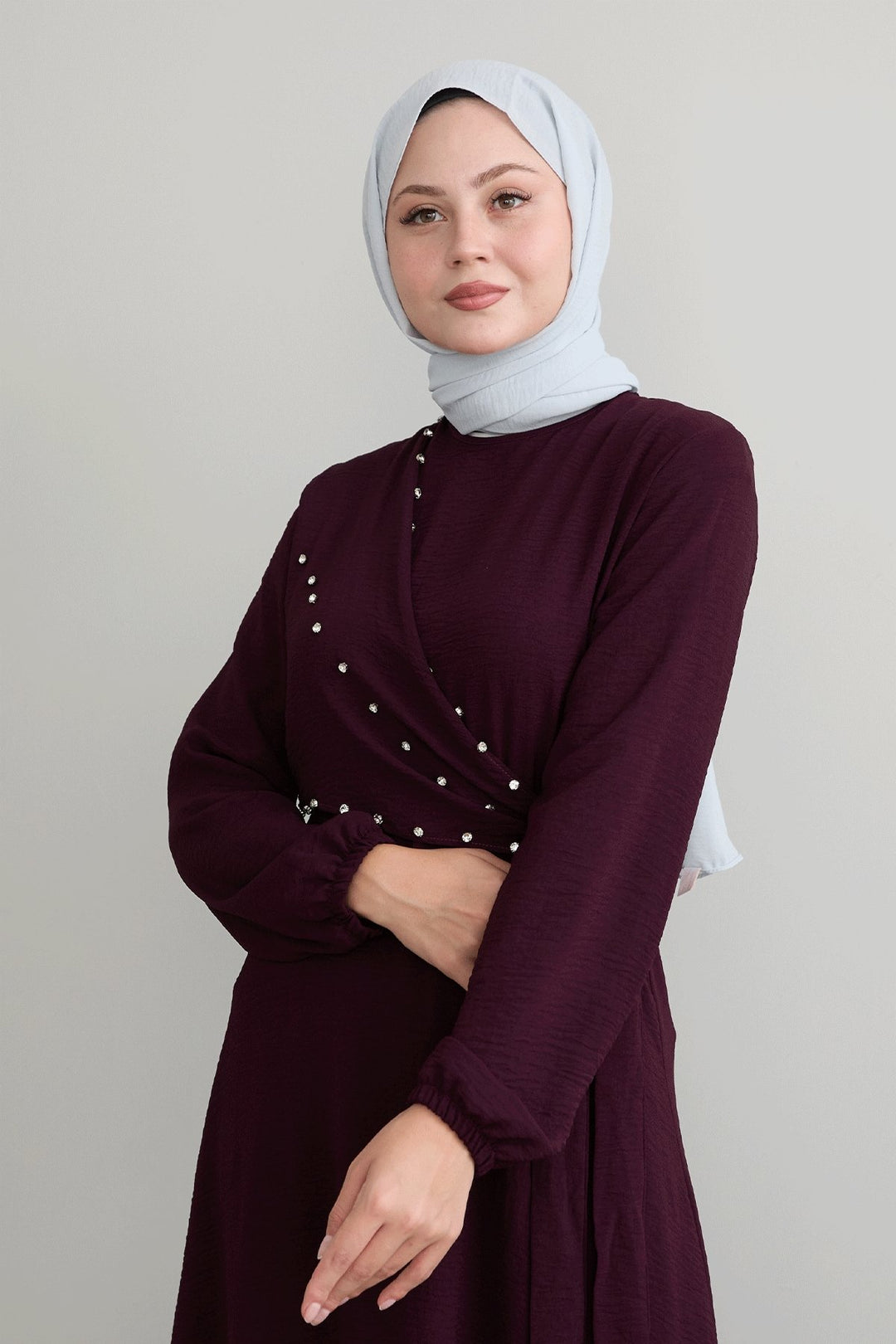 MDS Women Burgundy A-line Dress with Front Tie Detail - Mexico City