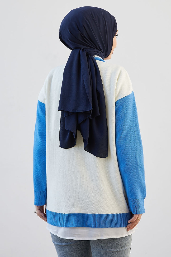 MDS Women M College Knit Cardigan - Blue - Perugia
