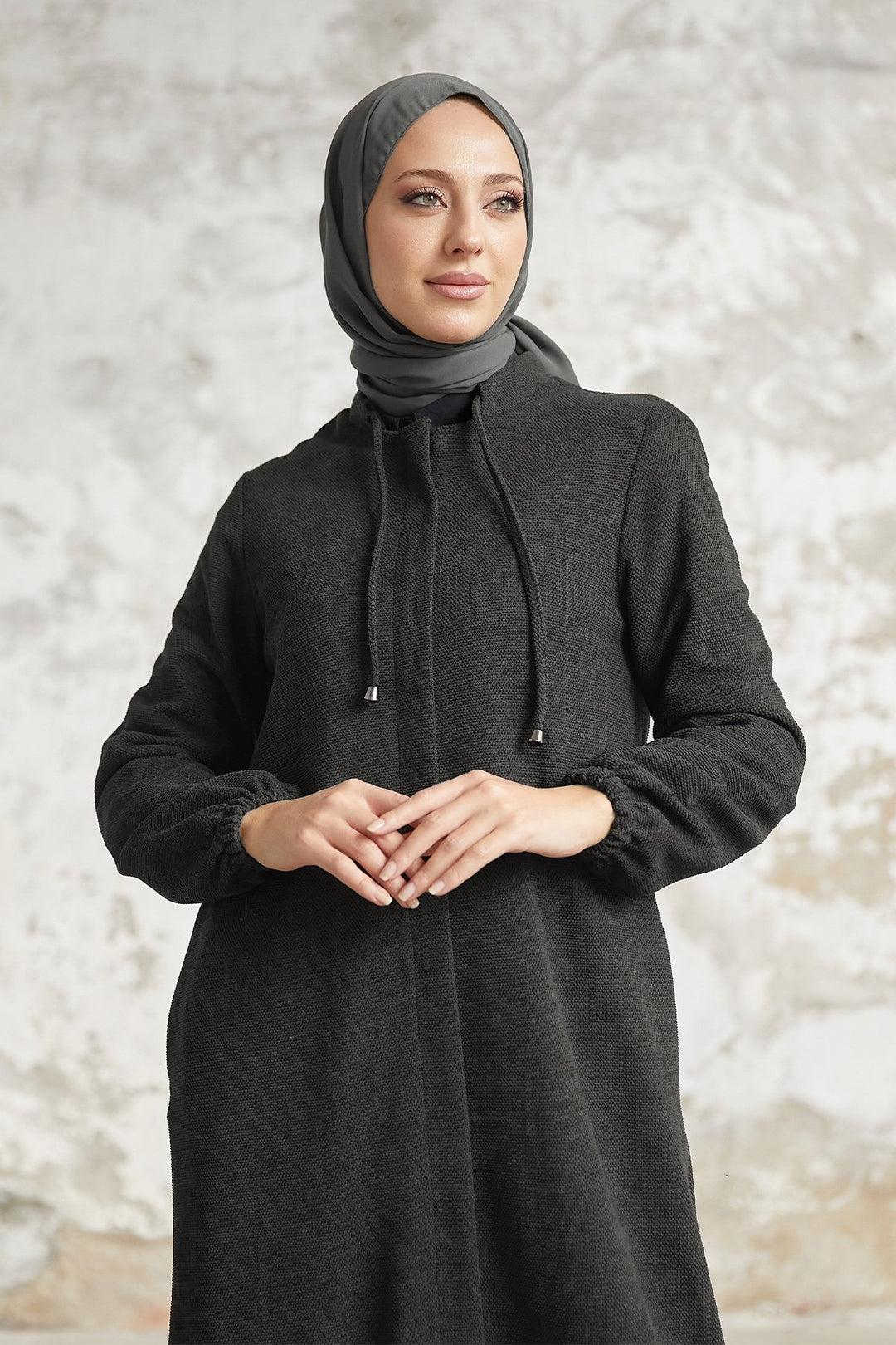 MDS Women Levina Secret Snap Abaya - Anthracite - Tyler