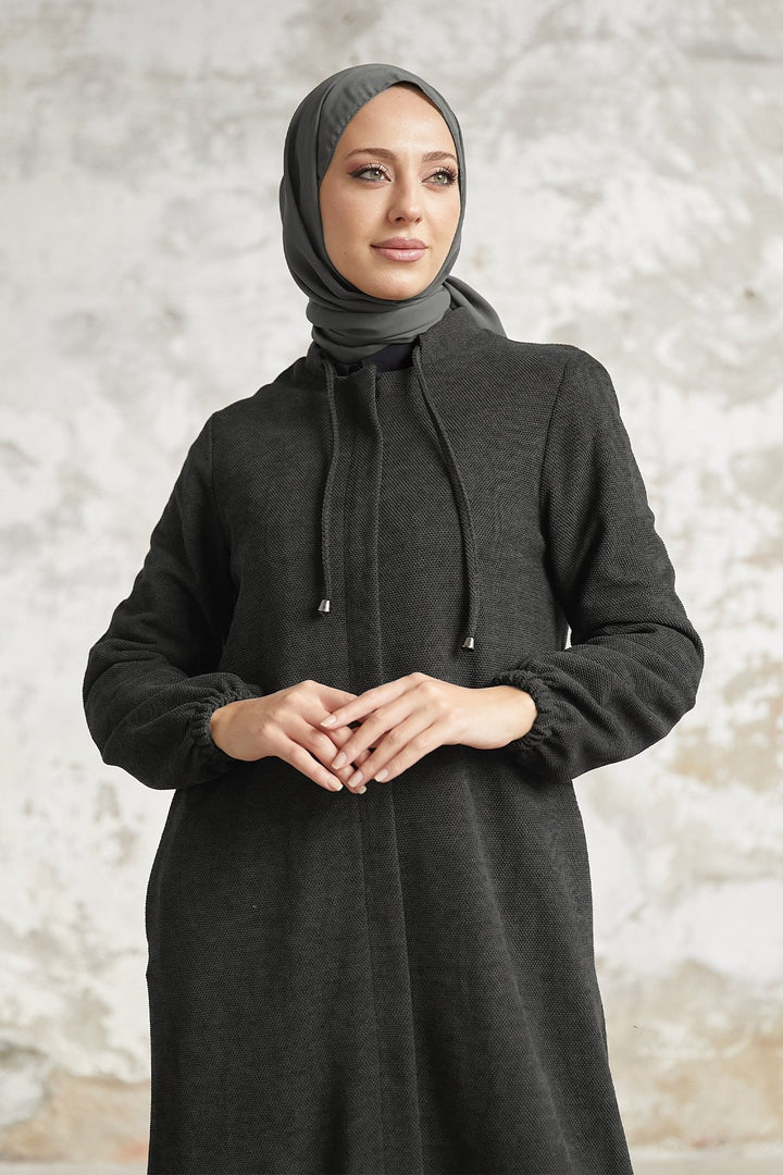 MDS Women Levina Secret Snap Abaya - Anthracite - Tyler