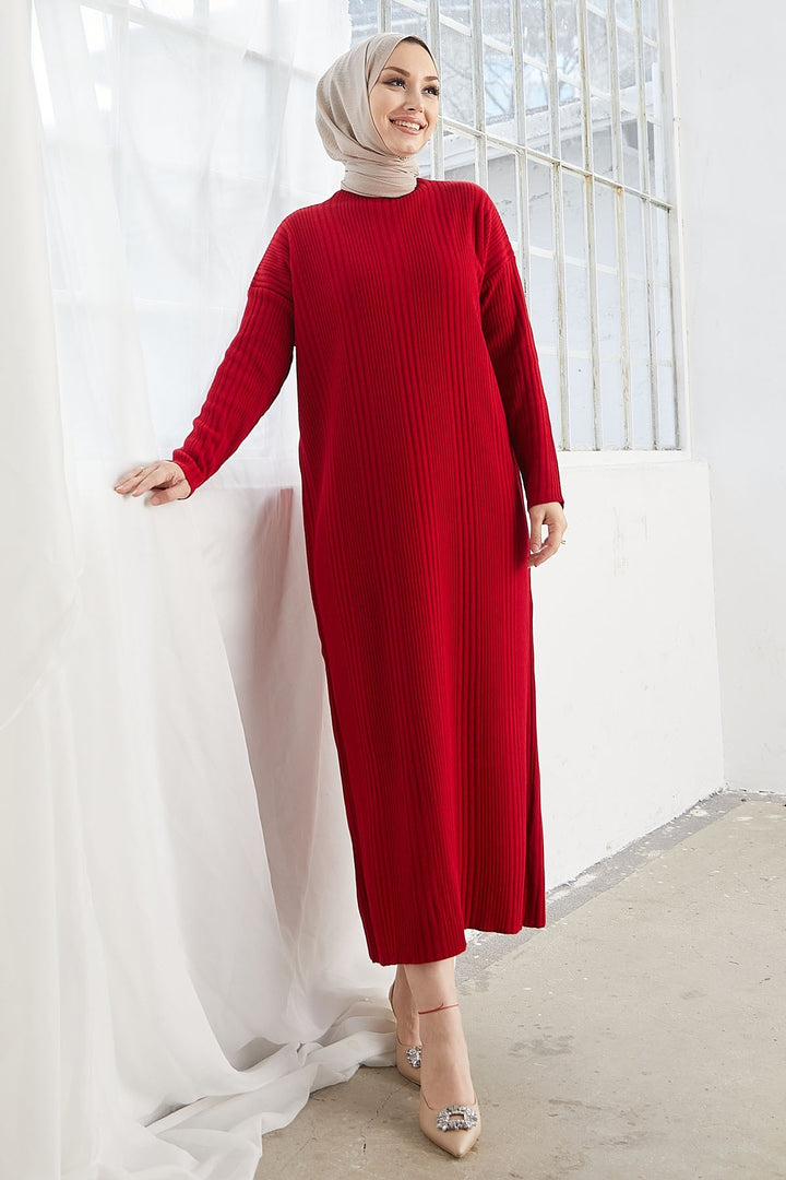 MDS Women Arissa Fisherman Collar Long Knit Dress - Red - Neuwied