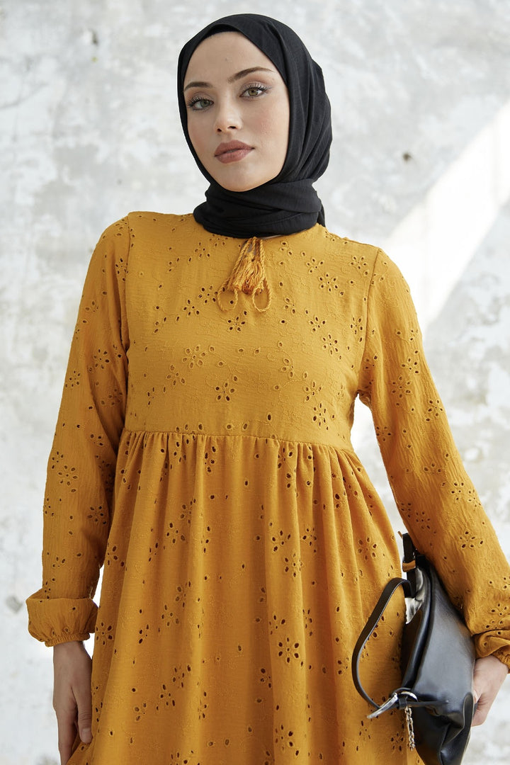 MDS Women Tasseled Embroidered Dress - Mustard - Bourg-en-Bresse