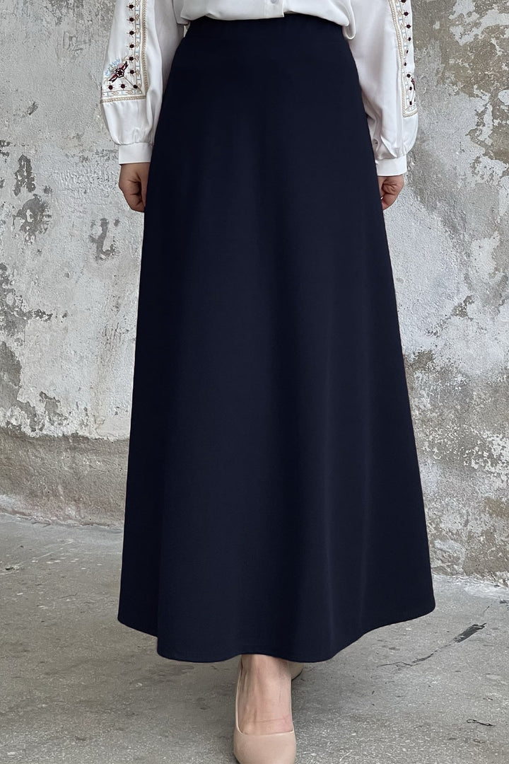 MDS Women Double Knit Fabric Skirt - Navy - Milan