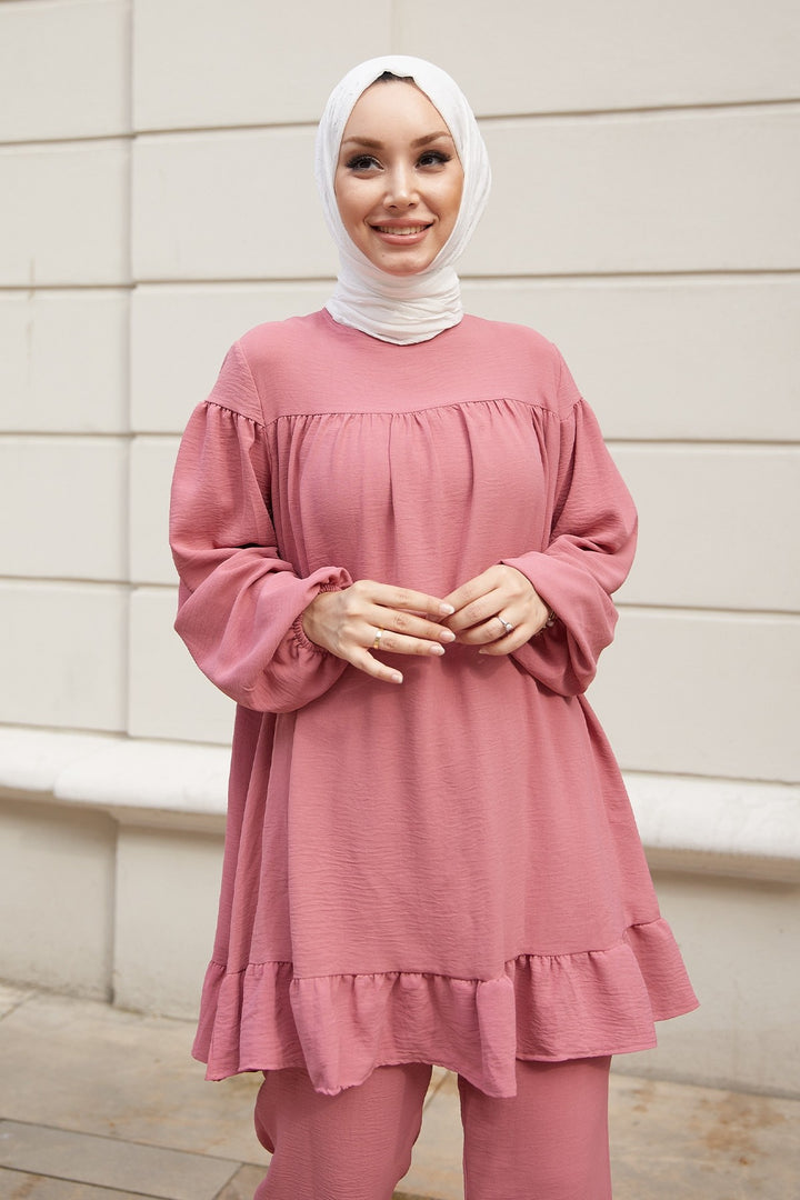 MDS Women Lively Ruffle Skirt Set - Pink - Lelystad