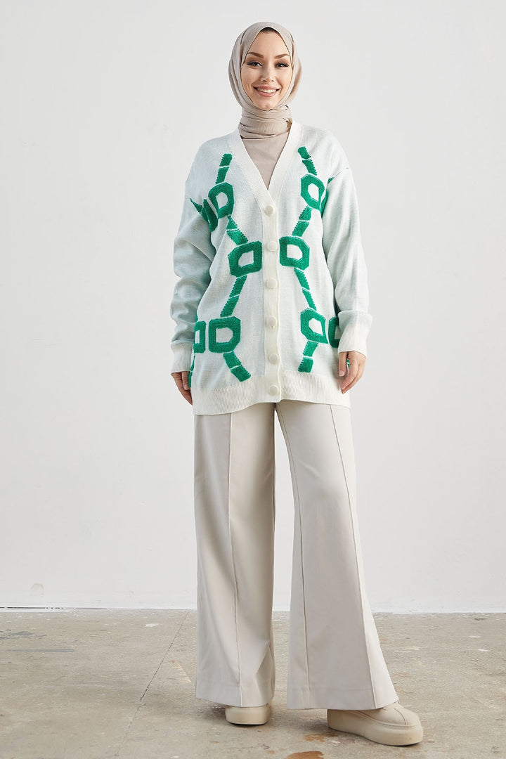 MDS Women Lenora Patterned Cardigan - White - Rincón de la Victoria