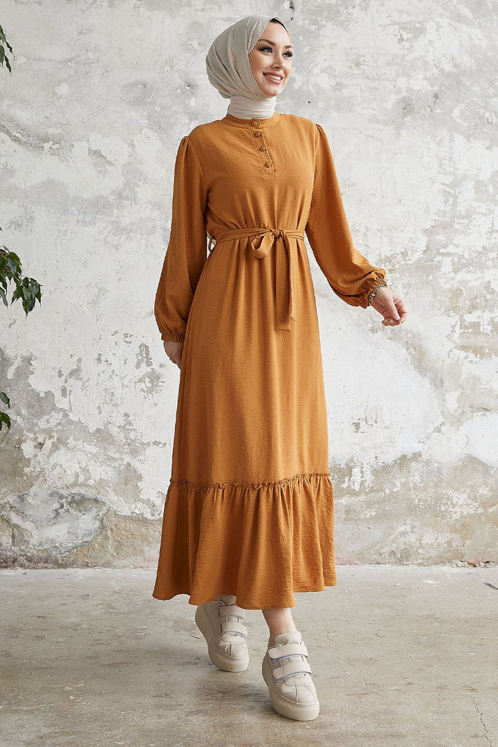 MDS Women Meyra Buttoned A-line Dress - Mustard - Mission