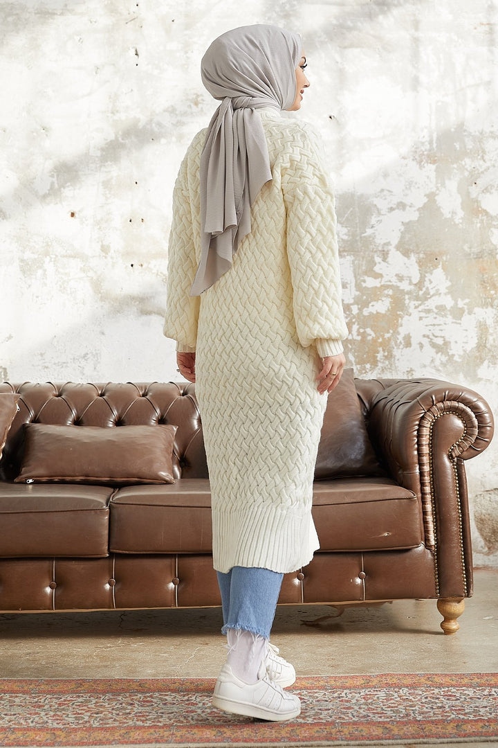 MDS Women Arene Long Braided Buttoned Cardigan - White - O Fallon
