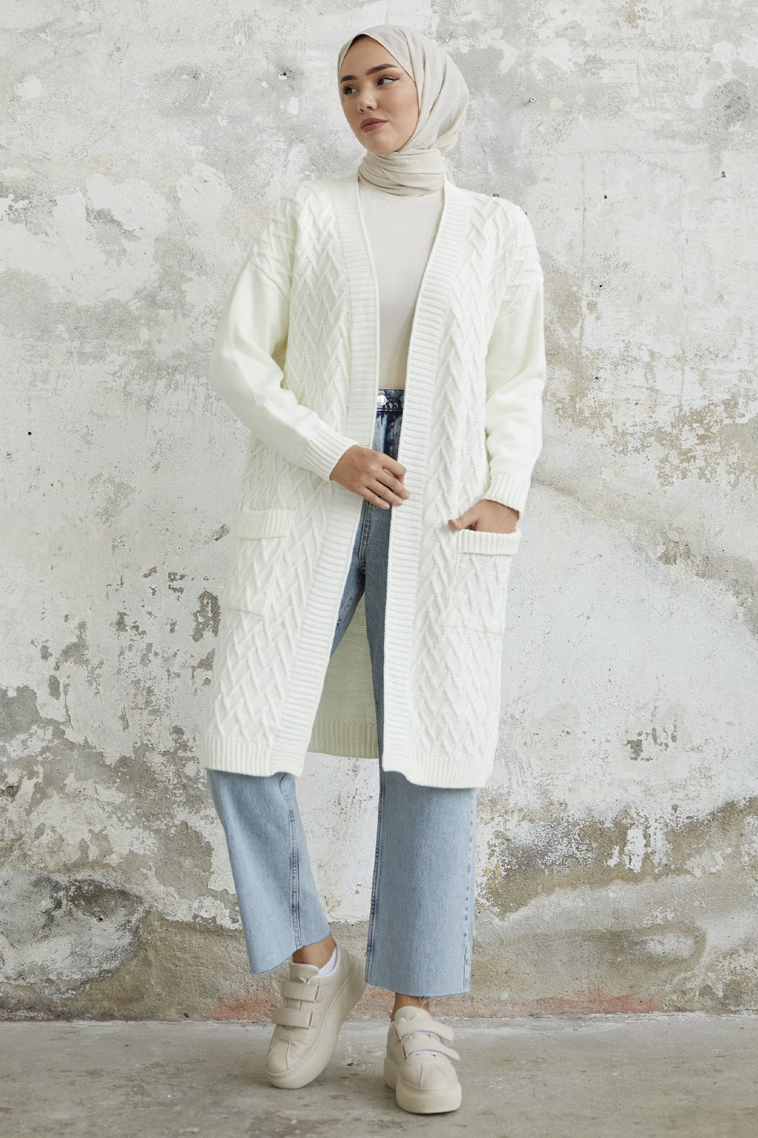 MDS Women Rumy Cable Knit Cardigan - White - Zutphen