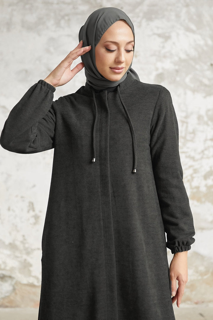 MDS Women Levina Secret Snap Abaya - Anthracite - Tyler