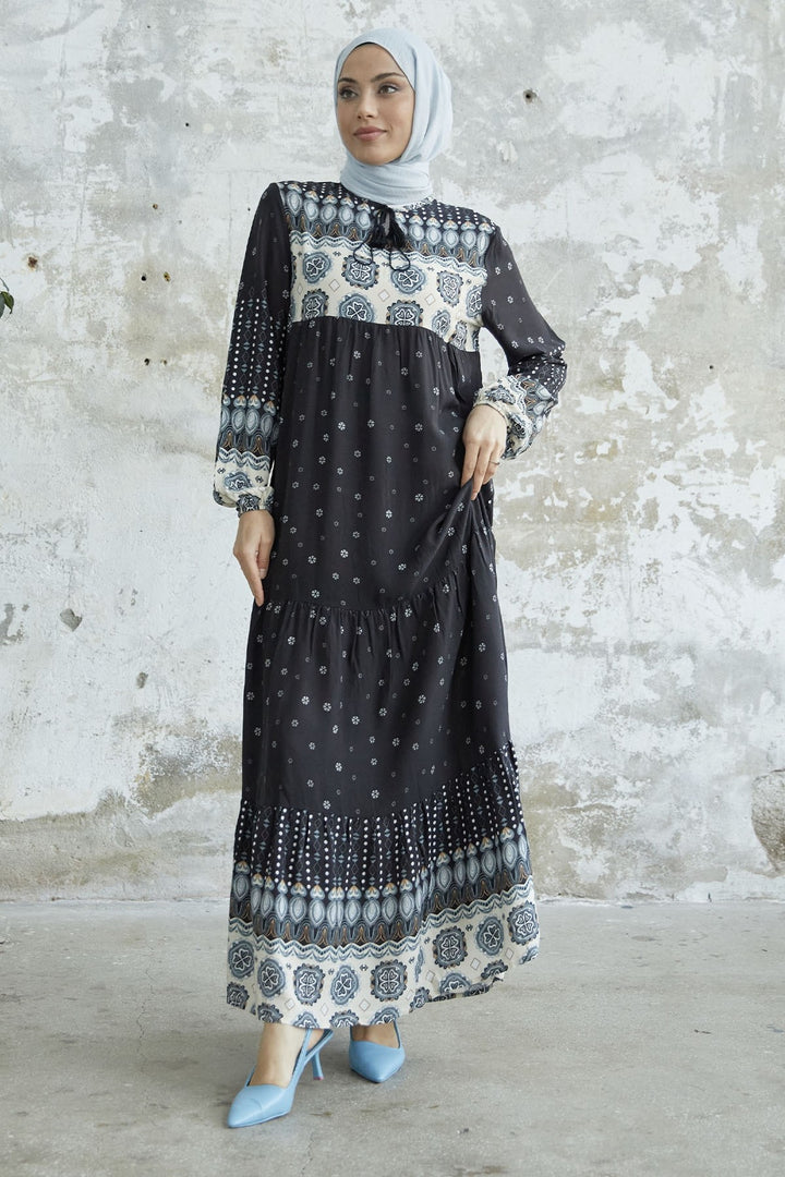 MDS Women Tasseled Viscose Dress - Black - Tomelloso
