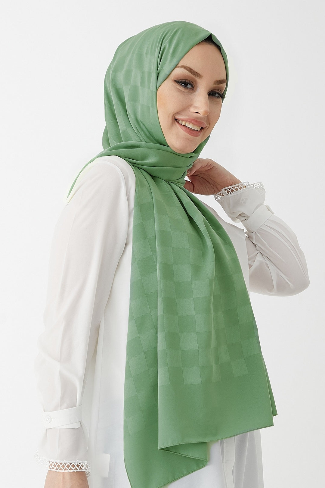 MDS Women Maura Lady Pattern Silky Jacquard Shawl - Mint - La Barca