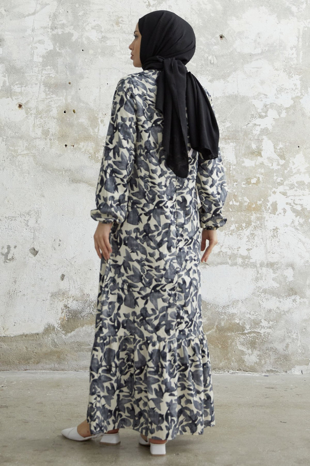 MDS Women Lily Patterned Waffle Dress - Black - Santiago de Compostela
