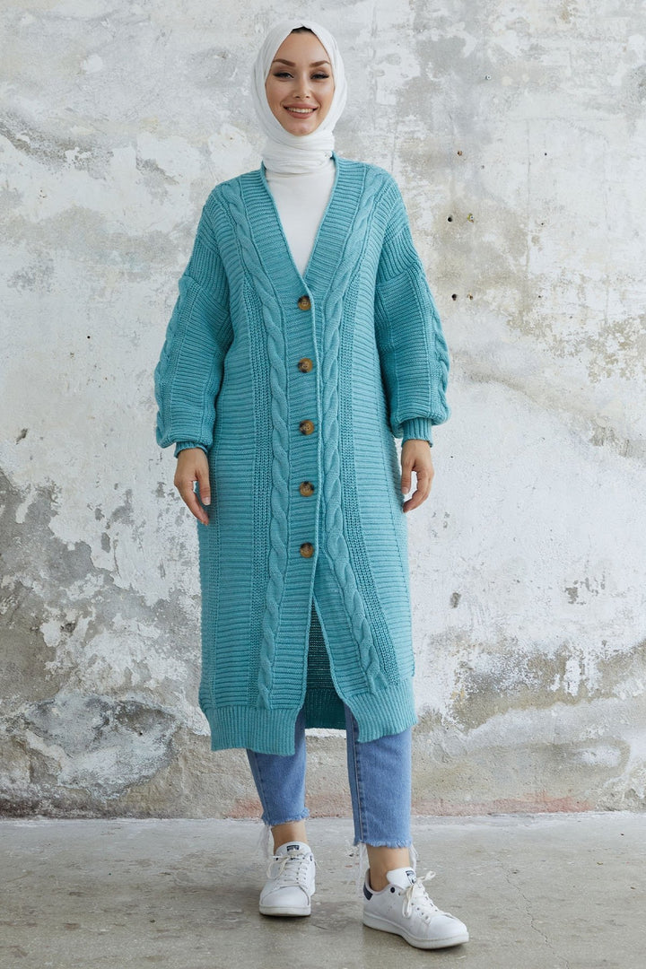 MDS Women Evia Buttoned Knit Cardigan - Water Green - Syracuse