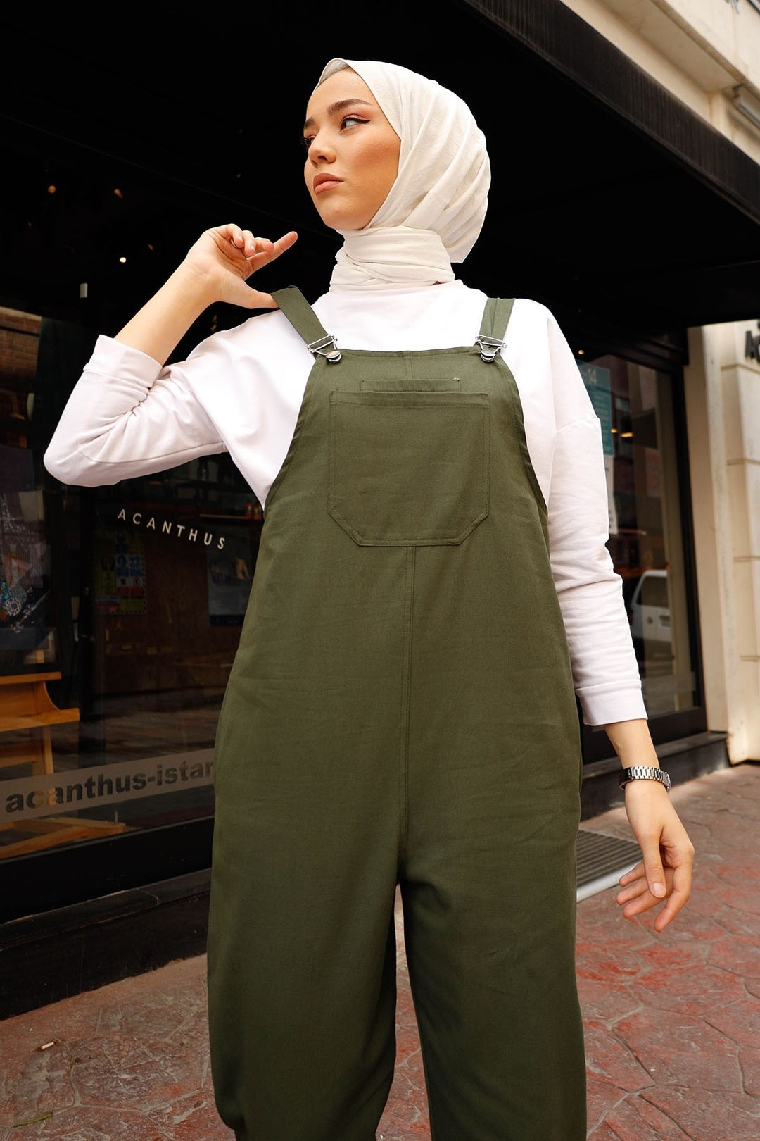MDS Women Lindy Strap Overalls - Khaki - Bucharest