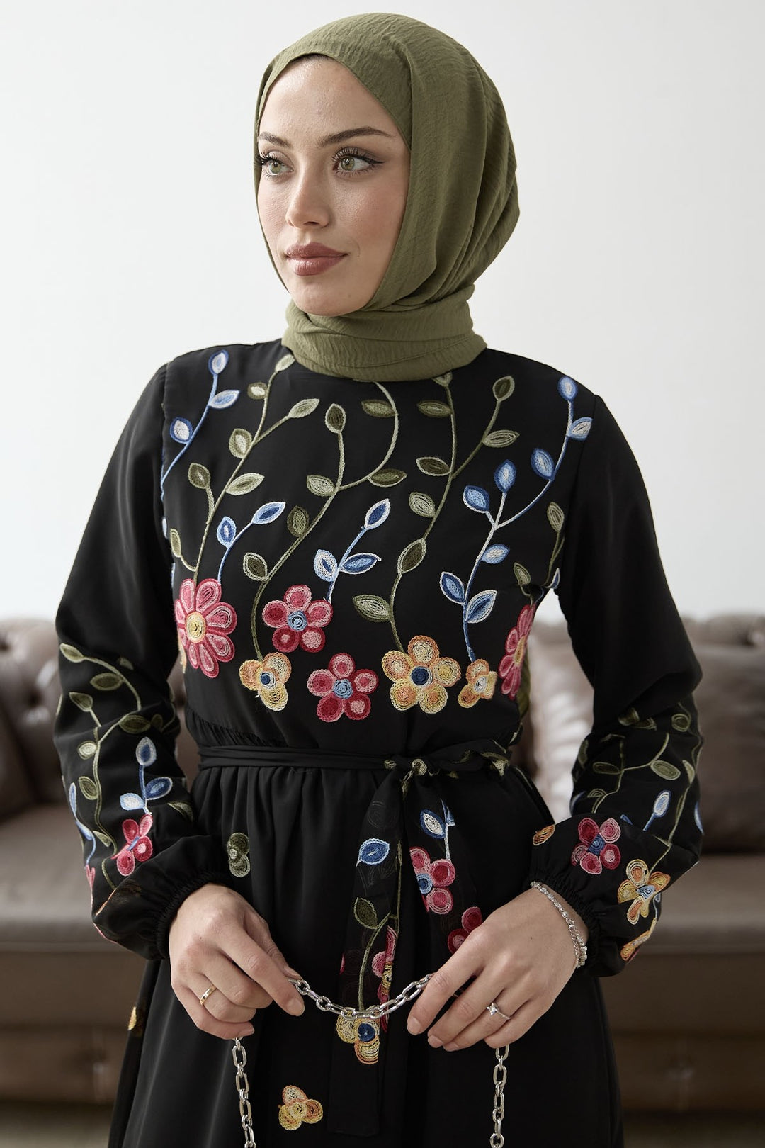 MDS Women Flowers Daisy Chiffon Dress - Black - Pordenone