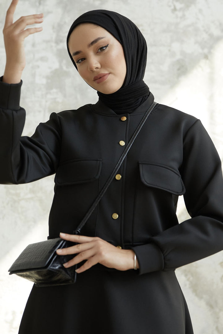 MDS Women Mileya Cover Pocket Skirted Scuba Suit - Black - Chilón