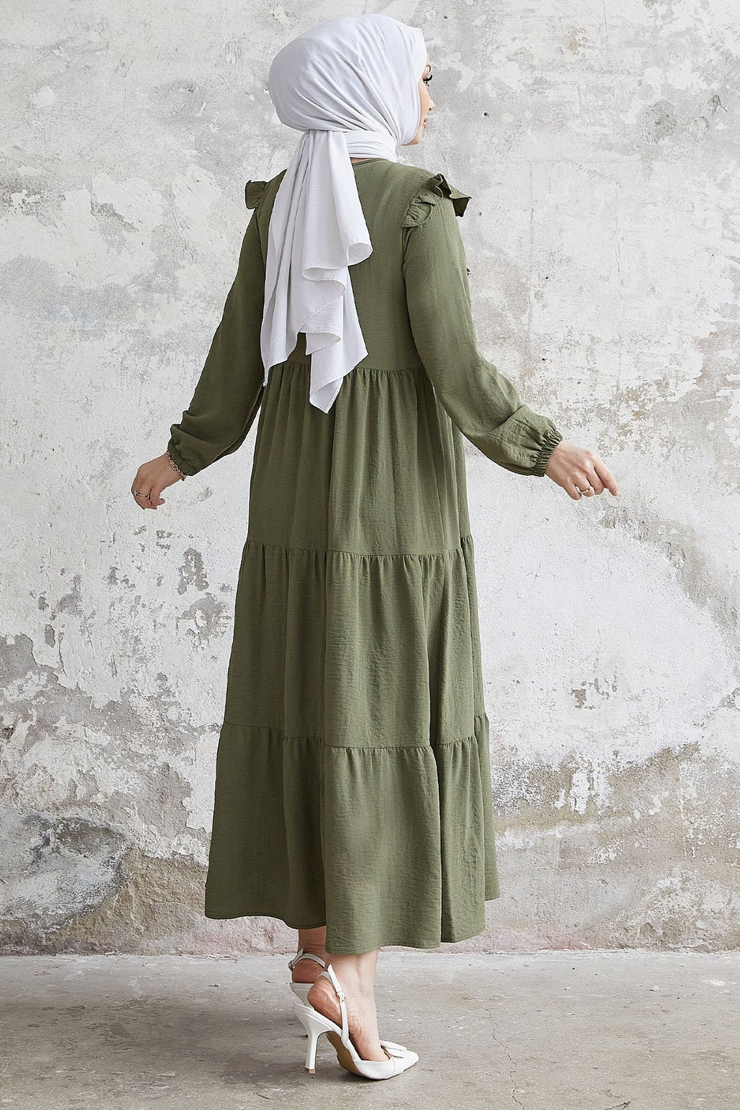 MDS Women Neya Frilled Loose Dress - Khaki - Santa María Texmelucan