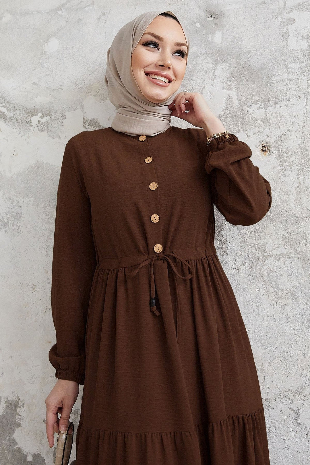 MDS Women Pamela Buttoned A-line Dark Brown Dress - Rotorua