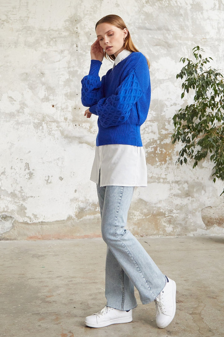 MDS Women Larisa Balloon Sleeve Sweater - Sax Blue - Port Macquarie