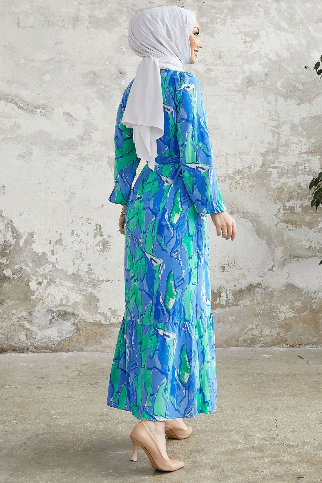 MDS Women Rabel Marbled Patterned Viscose Dress - Blue - Portage