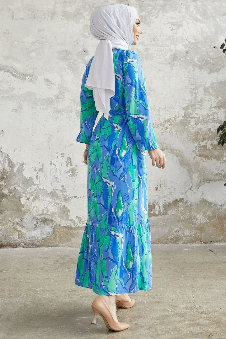 MDS Women Rabel Marbled Patterned Viscose Dress - Blue - Portage