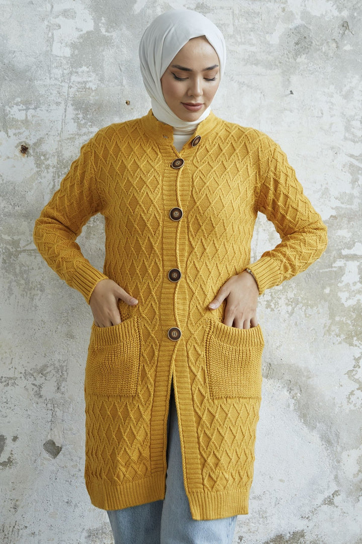 MDS Women Mosya Pocket Buttoned Knit Cardigan - Yellow - Oeiras