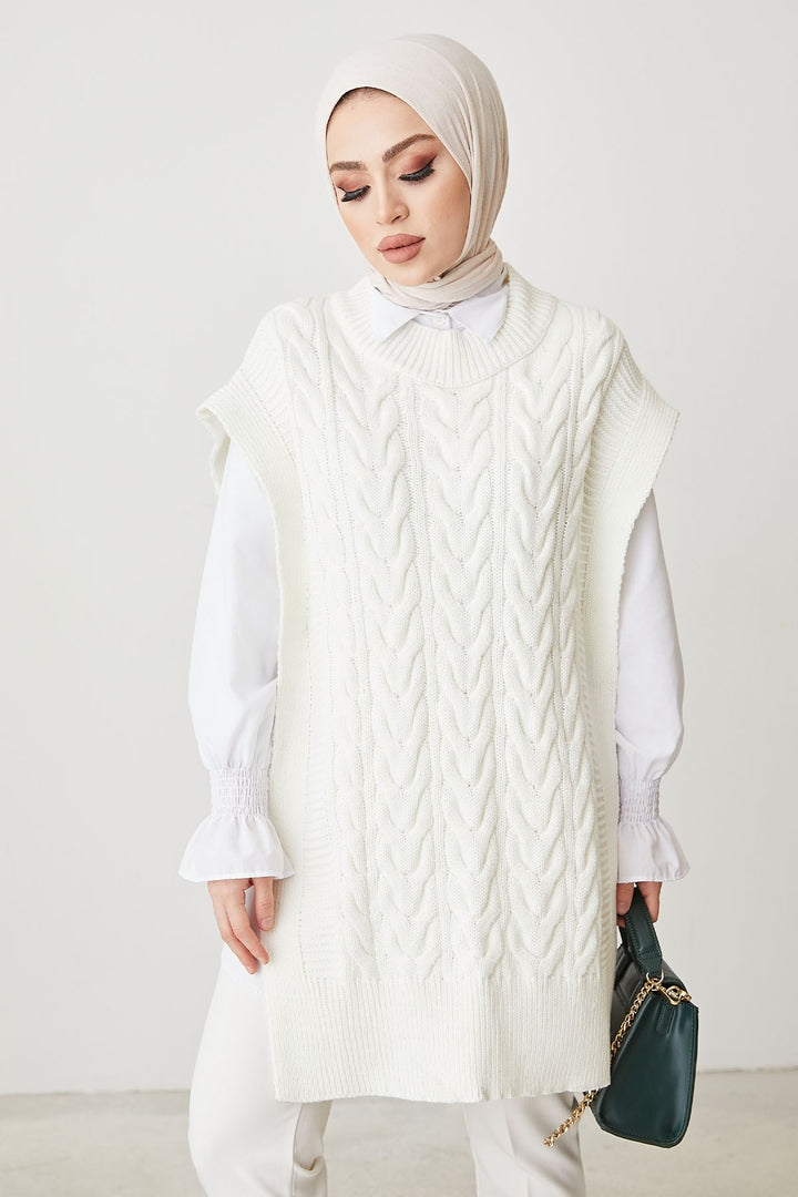 MDS Women Side-Tied Knit Sweater - White - Texcoco