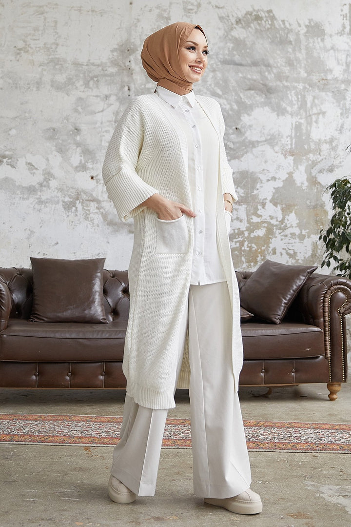 MDS Women Farah Loose Sleeve Knit Cardigan - White - Mijas