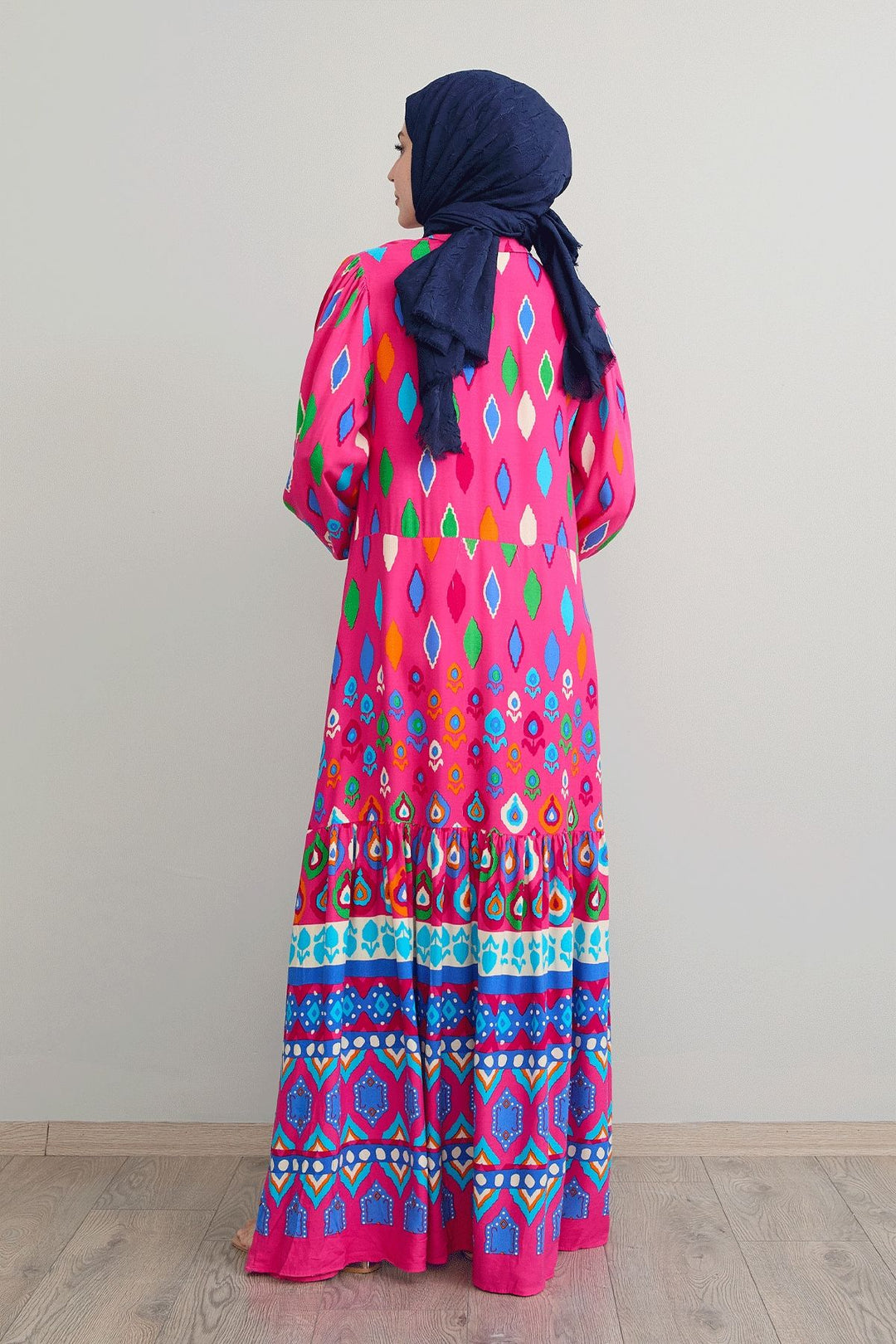 MDS Women Shirt Collar Loose Fuchsia Viscose Dress - Bettendorf