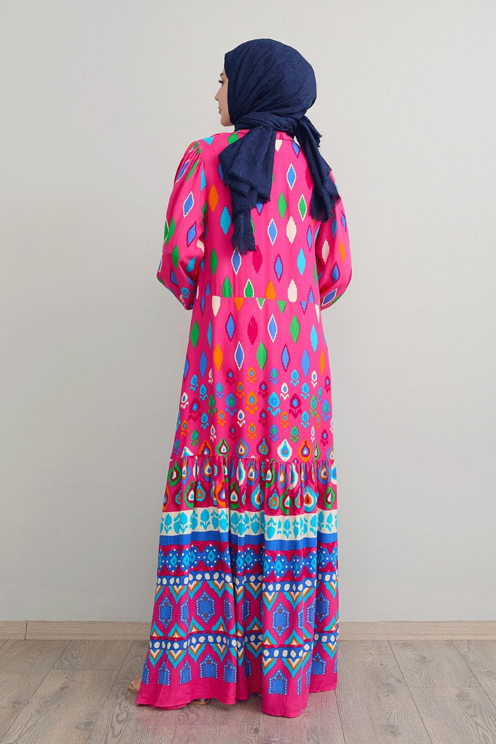 MDS Women Shirt Collar Loose Fuchsia Viscose Dress - Bettendorf