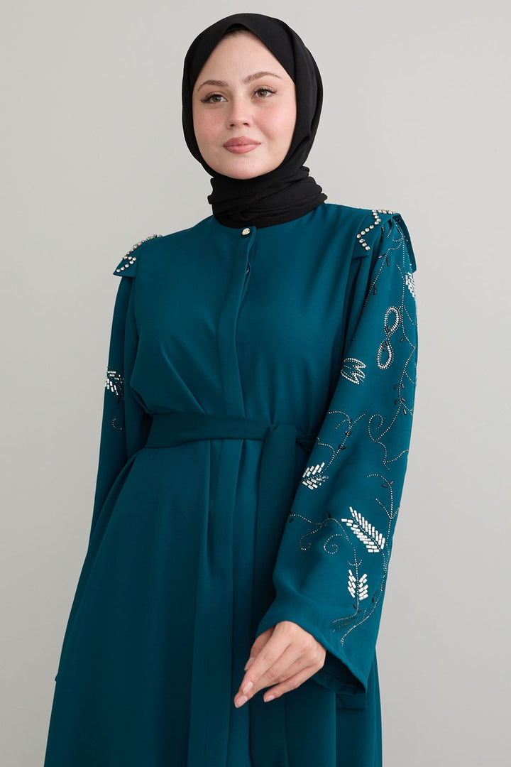 MDS Women Secret Exploding Shoulder Stoned Oil Abaya - Vitsyebsk